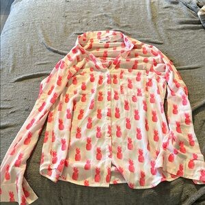 Express White Shirt with Pink Pineapple Print